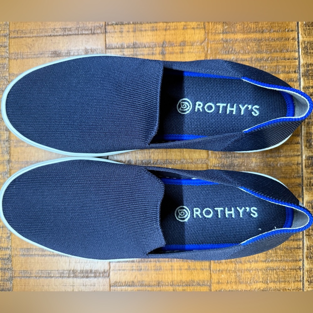 Rothys The Original Slip On Sneaker Womens Size 10 Shoes Blue Knit Sporty Casual